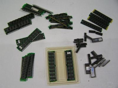 OLD computer memory chips & cards and CMOS chips. In a bag