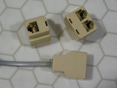 (lot of 3) 2-way phone line splitters, goes from 1 to 2 or 2 to 1