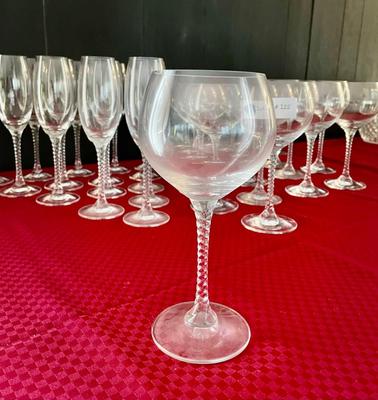 Lot of 32 Glasses - 15 Champagne Flutes and 17 Wine Glasses