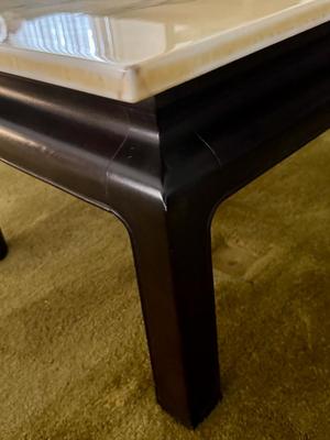 Vintage Wood Side Table with Marble Top 20" x 20"