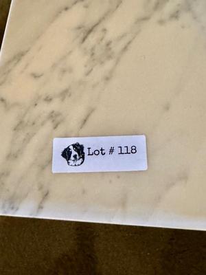 Vintage Wood Side Table with Marble Top 20" x 20"