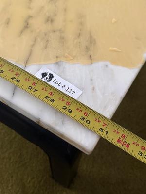 Vintage Wood Side Table with Marble Top 31" x 31"