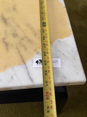 Vintage Wood Side Table with Marble Top 31" x 31"