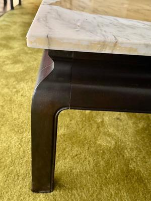 Vintage Wood Side Table with Marble Top 31" x 31"