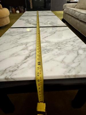 Vintage Wooden Coffee Table with Marble Top