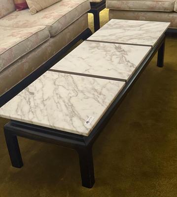 Vintage Wooden Coffee Table with Marble Top