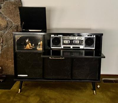 Vintage Olympic Dual-Stereo Entertainment Cabinet - untested