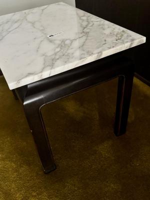 Vinatge Wood Coffee/Side Table with Marble Top 26' x 18"
