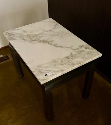 Vinatge Wood Coffee/Side Table with Marble Top 26' x 18"