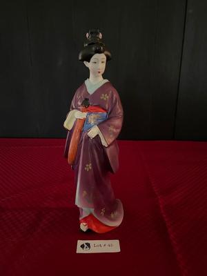 Vintage House of Koshu Japanese Geisha Porcelain Statue Decanter Sake Bottle - empty