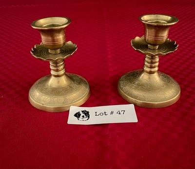 Set 2 Brass Candle Holder