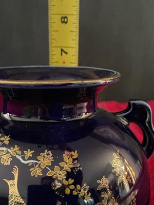 Vintage Japanese Vase Blue and Gold