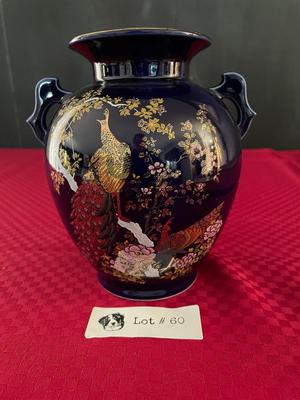 Vintage Japanese Vase Blue and Gold