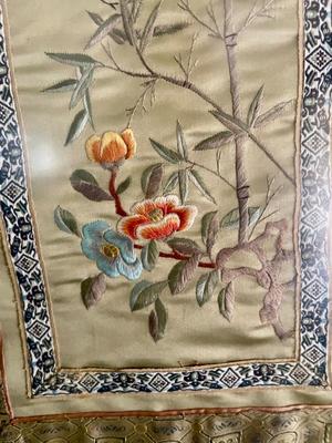 Vintage Chinese Silk Embroidery Framed Panel