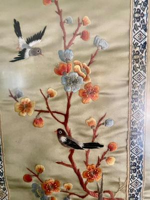 Vintage Chinese Silk Embroidery Framed Panel
