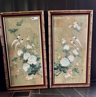 Vintage Chinese Watercolor Painting - Set of 2