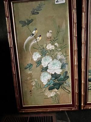Vintage Chinese Watercolor Painting - Set of 2