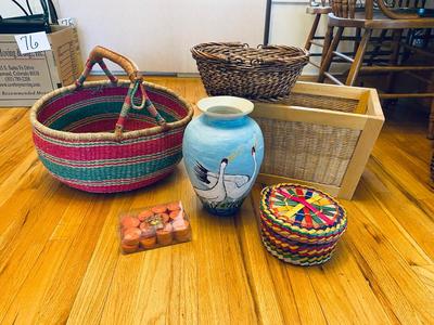 A VARIETY OF DIFFERENT BASKETS WITH EASTER AROUND THE CORNER AND HOME DECOR