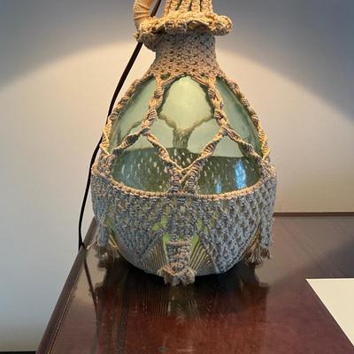 O1212 Vintage Glass Macrame Bottle Lamp