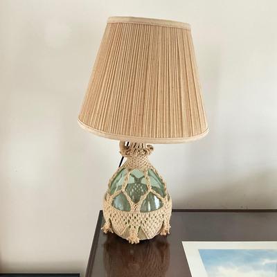 O1212 Vintage Glass Macrame Bottle Lamp