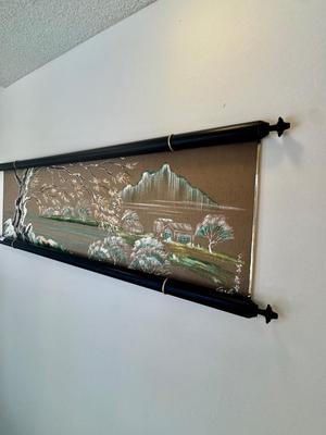 Vintage Asian Set of 3 Silk Paintings
