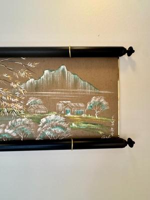 Vintage Asian Set of 3 Silk Paintings