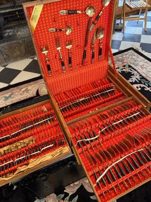 Vintage Siam Brass Flatware Set of 140