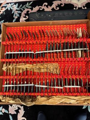 Vintage Siam Brass Flatware Set of 140