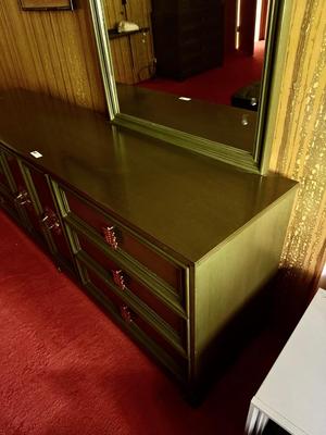 Asian Style Long Dresser with Mirror
