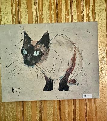 Vintage Cat Art Print on Canvas "Hug"