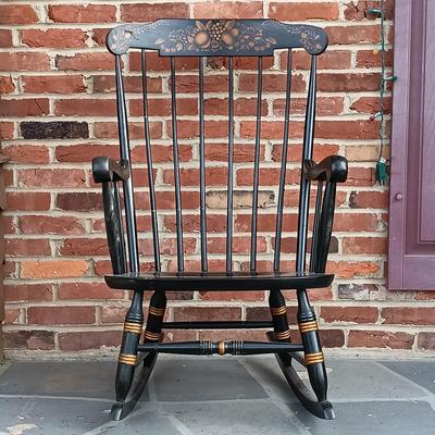LOT 247: Nichols & Stone Co. Stencil Rocking Chair