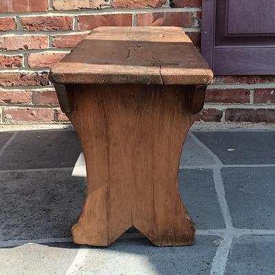 LOT 252: Primitive-Style Antique Bench and Stool