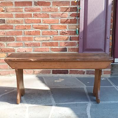 LOT 252: Primitive-Style Antique Bench and Stool