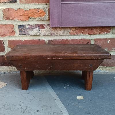LOT 252: Primitive-Style Antique Bench and Stool