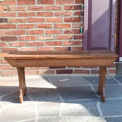 LOT 252: Primitive-Style Antique Bench and Stool