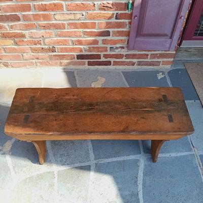 LOT 252: Primitive-Style Antique Bench and Stool