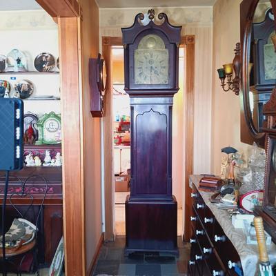 LOT 254: Antique 7-1/2 ft Tall-Case Grandfather Clock