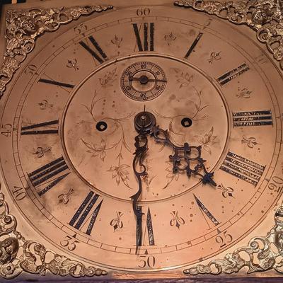 LOT 254: Antique 7-1/2 ft Tall-Case Grandfather Clock