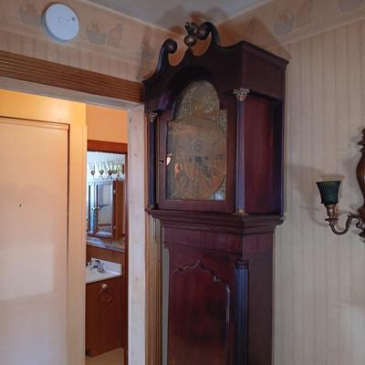 LOT 254: Antique 7-1/2 ft Tall-Case Grandfather Clock