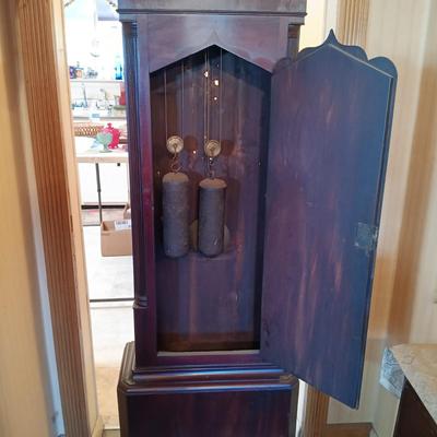 LOT 254: Antique 7-1/2 ft Tall-Case Grandfather Clock