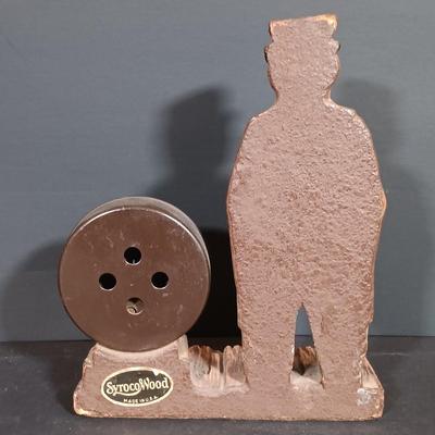 LOT 256: Wilson Cast Iron No Parking Ashtray, Cooper Co. Syroco Wood Thermometer, Monk Cigar Holder & More