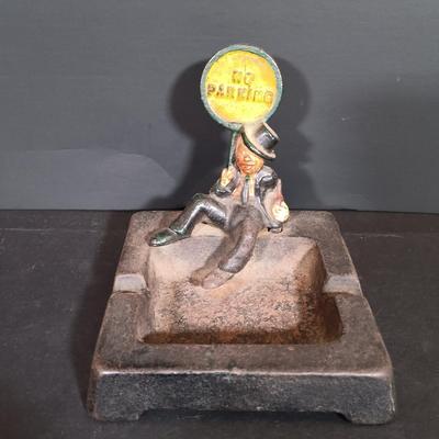 LOT 256: Wilson Cast Iron No Parking Ashtray, Cooper Co. Syroco Wood Thermometer, Monk Cigar Holder & More