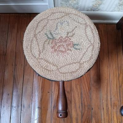 LOT 258: Antique Spinning Wheel and Milking Stool