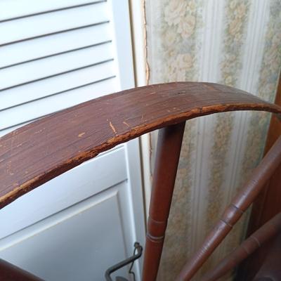 LOT 258: Antique Spinning Wheel and Milking Stool