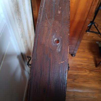 LOT 258: Antique Spinning Wheel and Milking Stool