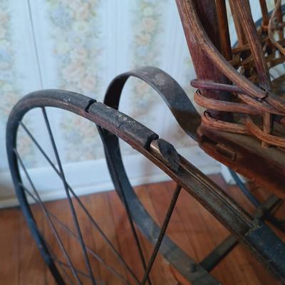 LOT 263: Antique Heywood Wicker Baby Carriage