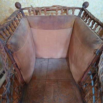 LOT 263: Antique Heywood Wicker Baby Carriage