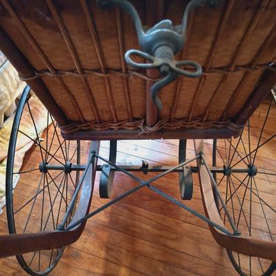 LOT 263: Antique Heywood Wicker Baby Carriage