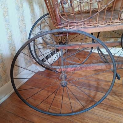 LOT 263: Antique Heywood Wicker Baby Carriage