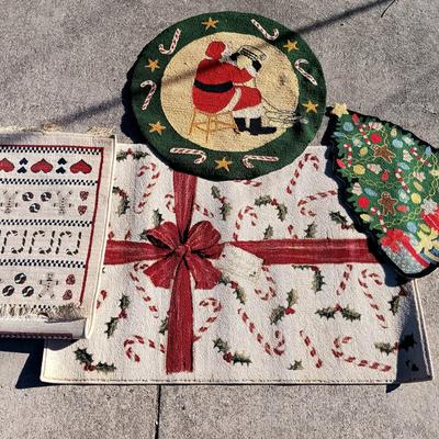 LOT 265: Polynaise 'Candyland' Lambs Wool Rug, Claire Murray Wool Christmas Tree Rug & More